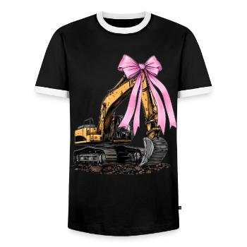 Coquette Bow Baggerführer Bau HEO - Männer Kontrast-T-Shirt - Schwarz/Weiß - Vorne - AI Model Female 172 light (172cm) & AI Model Male 178 light (178cm)