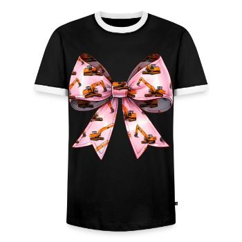 Coquette Bow Excavatrice Opérateur Construction HEO - T-shirt contrasté Homme - noir/blanc - Devant - AI Model Female 172 light (172cm) & AI Model Male 178 light (178cm)