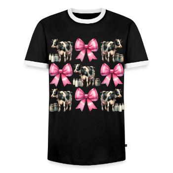 Coquette Bow Vache Fermier Lait Laitier Fermier - T-shirt contrasté Homme - noir/blanc - Devant - AI Model Female 172 light (172cm) & AI Model Male 178 light (178cm)