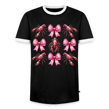 Coquette Bogen Langusten Flusskrebs Muttertag Rosa - Männer Kontrast-T-Shirt - Schwarz/Weiß - Vorne - AI Model Female 172 light (172cm) & AI Model Male 178 light (178cm)
