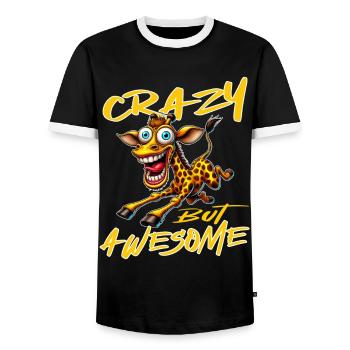 Crazy but Awesome Giraffe Comic Stil - Männer Kontrast-T-Shirt - Schwarz/Weiß - Vorne - AI Model Female 172 light (172cm) & AI Model Male 178 light (178cm)