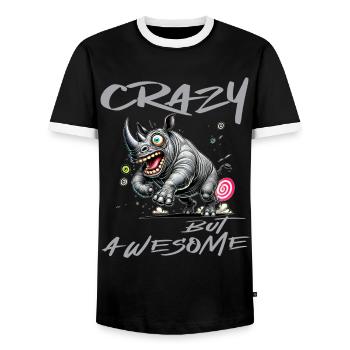 Crazy but Awesome Nashorn Comic Stil - Männer Kontrast-T-Shirt - Schwarz/Weiß - Vorne - AI Model Female 172 light (172cm) & AI Model Male 178 light (178cm)