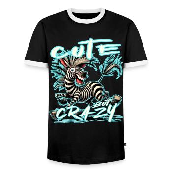 Motif drôle de bande dessinée de zèbre mignon mais fou - T-shirt contrasté Homme - noir/blanc - Devant - AI Model Female 172 light (172cm) & AI Model Male 178 light (178cm)