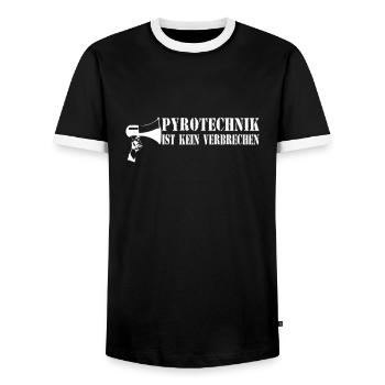 Pyrotechnik ist kein Verbrechen – Ultra Style - Männer Kontrast-T-Shirt - Schwarz/Weiß - Vorne - AI Model Female 172 light (172cm) & AI Model Male 178 light (178cm)
