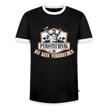 Pyrotechnik ist kein Verbrechen – Ultra Style - Männer Kontrast-T-Shirt - Schwarz/Weiß - Vorne - AI Model Female 172 light (172cm) & AI Model Male 178 light (178cm)