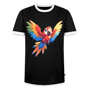 L’ère de l’ara - T-shirt contrasté Homme - noir/blanc - Devant - AI Model Female 172 light (172cm) & AI Model Male 178 light (178cm)