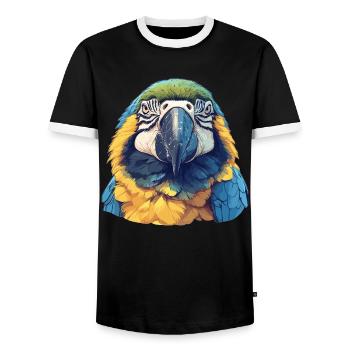 L’ère de l’ara - T-shirt contrasté Homme - noir/blanc - Devant - AI Model Female 172 light (172cm) & AI Model Male 178 light (178cm)