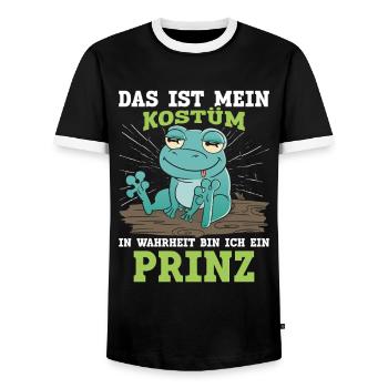 Froschkostüm DAS IST MEIN KOSTÜM BIN EIN PRINZ - Männer Kontrast-T-Shirt - Schwarz/Weiß - Vorne - AI Model Female 172 light (172cm) & AI Model Male 178 light (178cm)