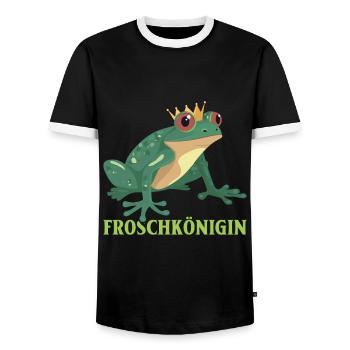 Karneval FROSCHKÖNIGIN Lustiges Frosch Kostüm - Männer Kontrast-T-Shirt - Schwarz/Weiß - Vorne - AI Model Female 172 light (172cm) & AI Model Male 178 light (178cm)