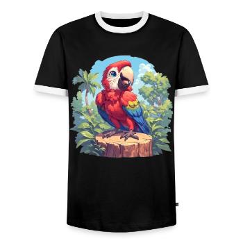 L’ère de l’ara - T-shirt contrasté Homme - noir/blanc - Devant - AI Model Female 172 light (172cm) & AI Model Male 178 light (178cm)