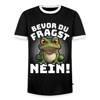 Karneval Kostüm BEVOR DU FRAGST NEIN! Lustiges - Männer Kontrast-T-Shirt - Schwarz/Weiß - Vorne - AI Model Female 172 light (172cm) & AI Model Male 178 light (178cm)