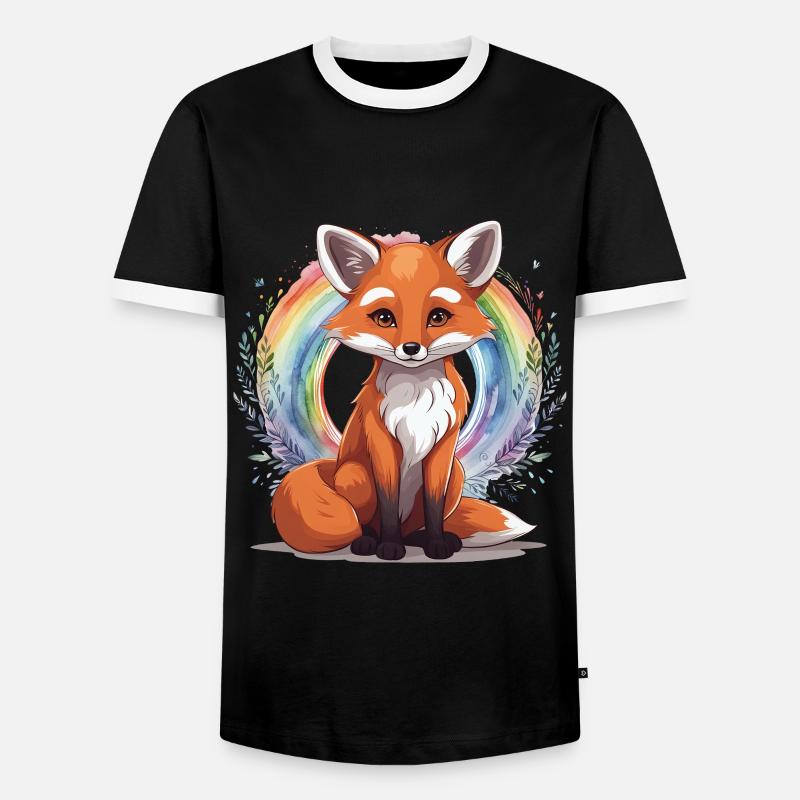Rainbow Fox Foxes Vixen Child - Men's Ringer Shirt - black/white