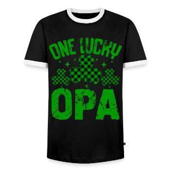 Un OPA chanceux - T-shirt contrasté Homme - noir/blanc - Devant - AI Model Female 172 light (172cm) & AI Model Male 178 light (178cm)