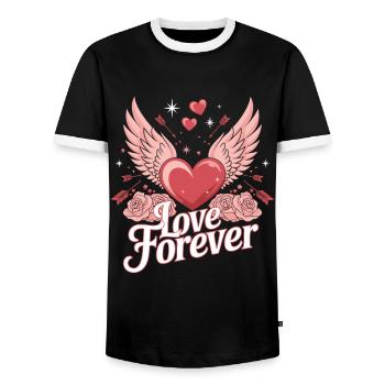 Love Forever – Romantisches Valentinstag Design - Männer Kontrast-T-Shirt - Schwarz/Weiß - Vorne - AI Model Female 172 light (172cm) & AI Model Male 178 light (178cm)