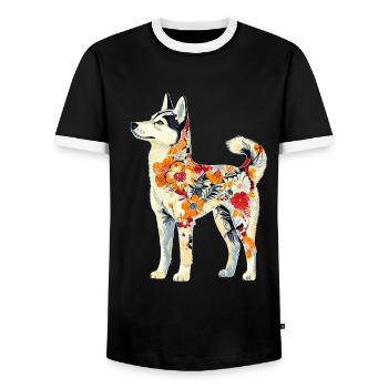 Sibirischer Husky - Männer Kontrast-T-Shirt - Schwarz/Weiß - Vorne - AI Model Female 172 light (172cm) & AI Model Male 178 light (178cm)
