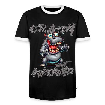 Crazy but Awesome Nilpferd Comic Stil - Männer Kontrast-T-Shirt - Schwarz/Weiß - Vorne - AI Model Female 172 light (172cm) & AI Model Male 178 light (178cm)