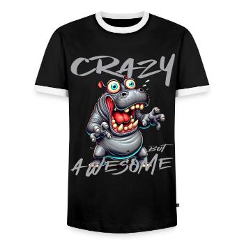 Crazy but Awesome Nilpferd Comic Stil - Männer Kontrast-T-Shirt - Schwarz/Weiß - Vorne - AI Model Female 172 light (172cm) & AI Model Male 178 light (178cm)