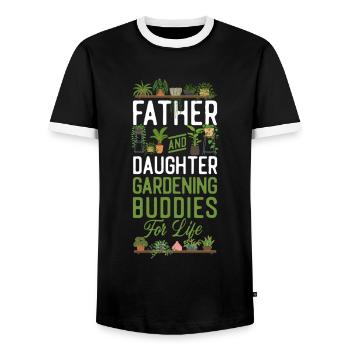 Plant Lover Gardening Dad Daughter - Men's Ringer Shirt - black/white - Front - AI Model Female 172 light (172cm) & AI Model Male 178 light (178cm)
