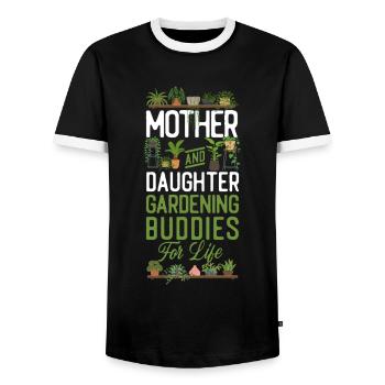 Plant Lover Gardening Mom Daughter - Men's Ringer Shirt - black/white - Front - AI Model Female 172 light (172cm) & AI Model Male 178 light (178cm)
