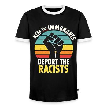 Anti-Racism Diversity, Justice & Equality - Men's Ringer Shirt - black/white - Front - AI Model Female 172 light (172cm) & AI Model Male 178 light (178cm)