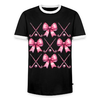 Coquette Bow Hockey sur gazon bâton balle fête des mères - T-shirt contrasté Homme - noir/blanc - Devant - AI Model Female 172 light (172cm) & AI Model Male 178 light (178cm)