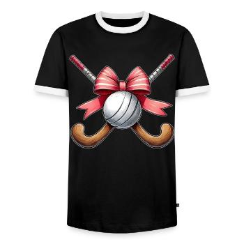 Coquette Bow Hockey sur gazon bâton balle fête des mères - T-shirt contrasté Homme - noir/blanc - Devant - AI Model Female 172 light (172cm) & AI Model Male 178 light (178cm)