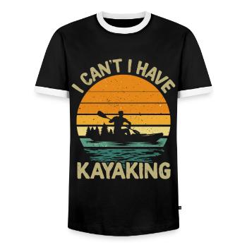 Kayak -Kayak -Paddle Lovers Kayak Adventure - Men's Ringer Shirt - black/white - Front - AI Model Female 172 light (172cm) & AI Model Male 178 light (178cm)