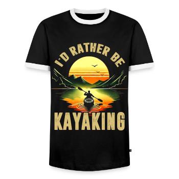 Kayak -Kayak -Paddle Lovers Kayak Adventure - Men's Ringer Shirt - black/white - Front - AI Model Female 172 light (172cm) & AI Model Male 178 light (178cm)