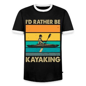 Kayak -Kayak -Paddle Lovers Kayak Adventure - Men's Ringer Shirt - black/white - Front - AI Model Female 172 light (172cm) & AI Model Male 178 light (178cm)