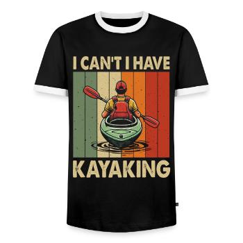Kayak -Kayak -Paddle Lovers Kayak Adventure - Men's Ringer Shirt - black/white - Front - AI Model Female 172 light (172cm) & AI Model Male 178 light (178cm)