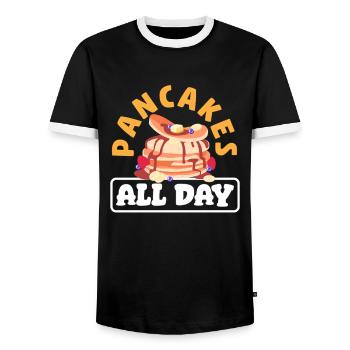 Crêpes toute la journée - T-shirt contrasté Homme - noir/blanc - Devant - AI Model Female 172 light (172cm) & AI Model Male 178 light (178cm)