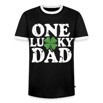 One Lucky Dad St Patrick Day Vintage Clover Daddy - Männer Kontrast-T-Shirt - Schwarz/Weiß - Vorne - AI Model Female 172 light (172cm) & AI Model Male 178 light (178cm)