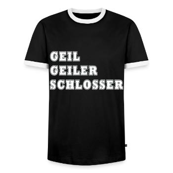 Geil Geiler Schlosser - Männer Kontrast-T-Shirt - Schwarz/Weiß - Vorne - AI Model Female 172 light (172cm) & AI Model Male 178 light (178cm)