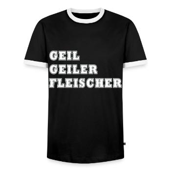 Fleischer Metzger Zerleger Schlachter - Männer Kontrast-T-Shirt - Schwarz/Weiß - Vorne - AI Model Female 172 light (172cm) & AI Model Male 178 light (178cm)
