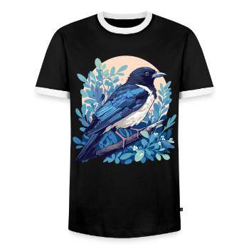 Magpies Magpie - Men's Ringer Shirt - black/white - Front - AI Model Female 172 light (172cm) & AI Model Male 178 light (178cm)