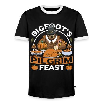 Bigfoot de Thanksgiving - T-shirt contrasté Homme - noir/blanc - Devant - AI Model Female 172 light (172cm) & AI Model Male 178 light (178cm)