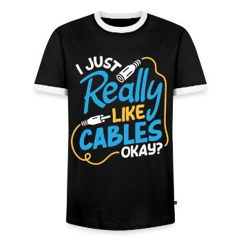 Funny Audiovisual Technician AV Tec - Men's Ringer Shirt - black/white - Front - AI Model Female 172 light (172cm) & AI Model Male 178 light (178cm)