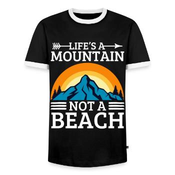 Hiking and climbing in the mountains - Men's Ringer Shirt - black/white - Front - AI Model Female 172 light (172cm) & AI Model Male 178 light (178cm)
