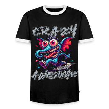 Crazy but Awesome – Elefant Comic Stil - Männer Kontrast-T-Shirt - Schwarz/Weiß - Vorne - AI Model Female 172 light (172cm) & AI Model Male 178 light (178cm)