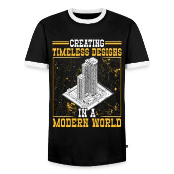 Architect Architecture Gift Architecture Student - Men's Ringer Shirt - black/white - Front - AI Model Female 172 light (172cm) & AI Model Male 178 light (178cm)