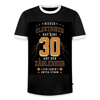 30 Auf der Zähleruhr Elektriker Geburtstag - Männer Kontrast-T-Shirt - Schwarz/Weiß - Vorne - AI Model Female 172 light (172cm) & AI Model Male 178 light (178cm)