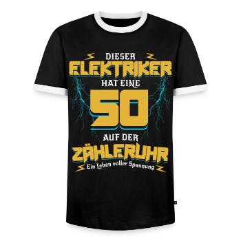 50 Auf der Zähleruhr Elektriker Geburtstag - Männer Kontrast-T-Shirt - Schwarz/Weiß - Vorne - AI Model Female 172 light (172cm) & AI Model Male 178 light (178cm)
