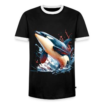 Orque Épaulard - T-shirt contrasté Homme - noir/blanc - Devant - AI Model Female 172 light (172cm) & AI Model Male 178 light (178cm)