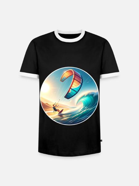 Kitesurf Kitesurfer Kiteboard - T-shirt contrasté Homme - noir/blanc