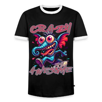 Crazy but Awesome – Elefant Comic Stil - Männer Kontrast-T-Shirt - Schwarz/Weiß - Vorne - AI Model Female 172 light (172cm) & AI Model Male 178 light (178cm)