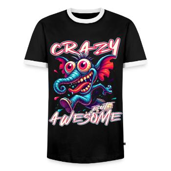 Cute but Crazy Elefant Comic Stil - Männer Kontrast-T-Shirt - Schwarz/Weiß - Vorne - AI Model Female 172 light (172cm) & AI Model Male 178 light (178cm)