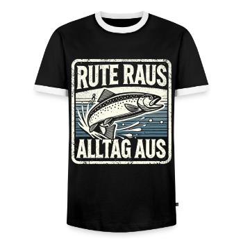 Angeln Angler Fischer Fischen Angel Spruch - Männer Kontrast-T-Shirt - Schwarz/Weiß - Vorne - AI Model Female 172 light (172cm) & AI Model Male 178 light (178cm)