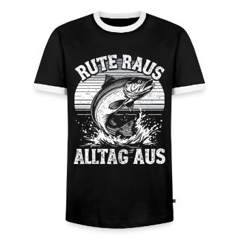 Angeln Angler Fischer Fischen Angel Spruch - Männer Kontrast-T-Shirt - Schwarz/Weiß - Vorne - AI Model Female 172 light (172cm) & AI Model Male 178 light (178cm)