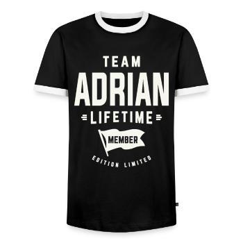 Membre à vie de l’équipe Adrian Funny Name Adrian - T-shirt contrasté Homme - noir/blanc - Devant - AI Model Female 172 light (172cm) & AI Model Male 178 light (178cm)