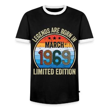 Legends Are Born In March 1969 Limited Edition - Männer Kontrast-T-Shirt - Schwarz/Weiß - Vorne - AI Model Female 172 light (172cm) & AI Model Male 178 light (178cm)